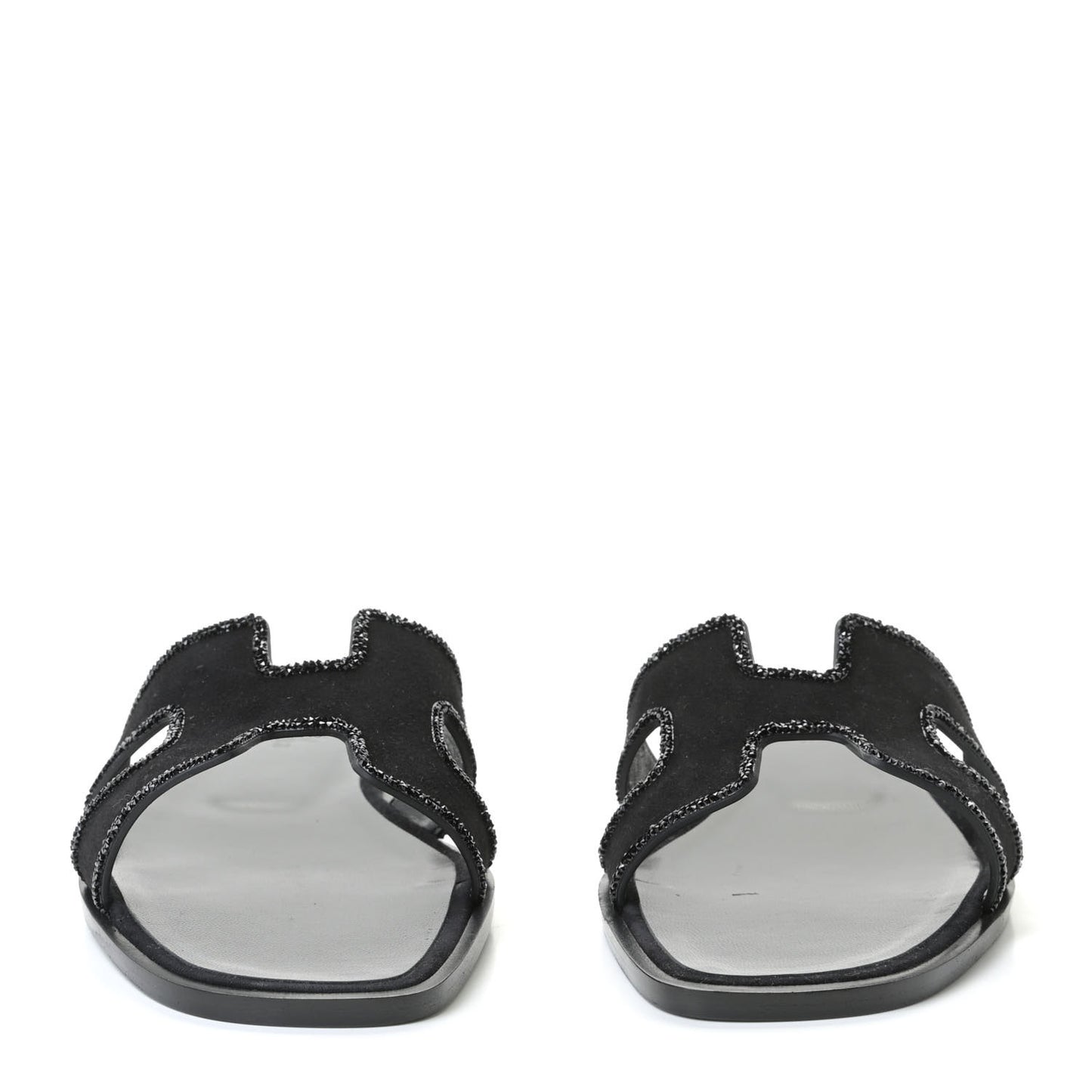 Suede Goatskin Crystal Oran Sandals 38 Black
