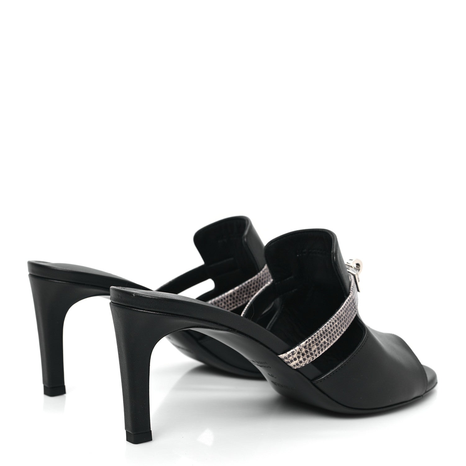 Hermes Lambskin Lizard Cute Sandals 39 Black Ombre 4 of 10