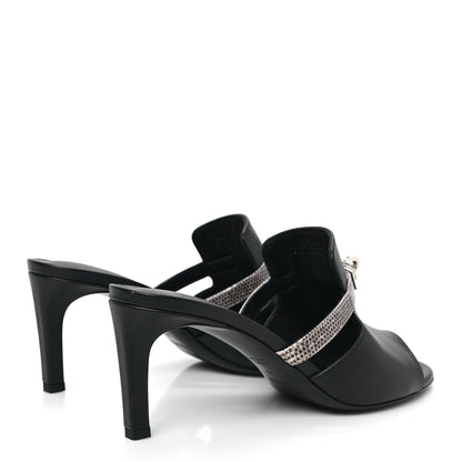 Hermes Lambskin Lizard Cute Sandals 39 Black Ombre 4 of 10