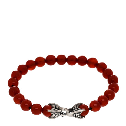 David Yurman Sterling Silver Carnelian 8mm Spiritual Beads Bracelet 2 of 5