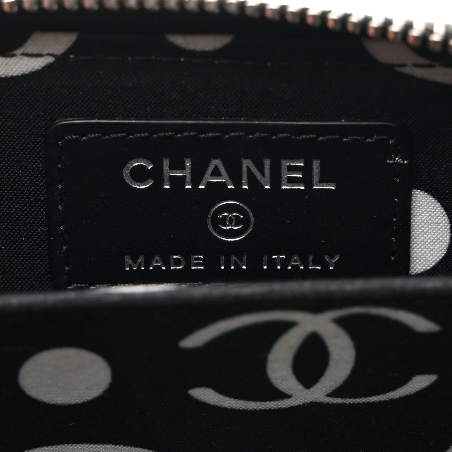 Caviar Quilted Coco Chanel Logo CC Zip Coin Purse Black