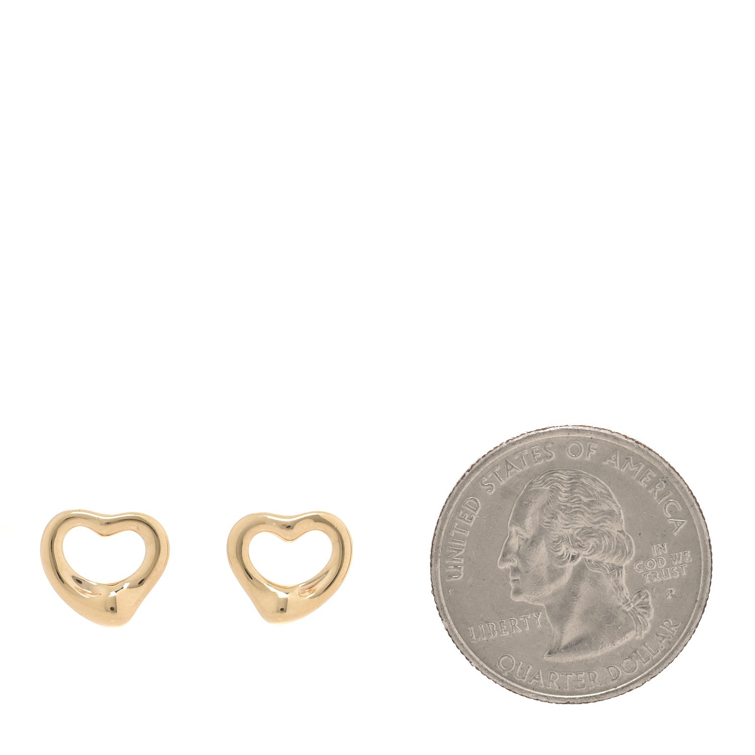 Tiffany 18K Yellow Gold 11mm Elsa Peretti Open Heart Earrings 2 of 5