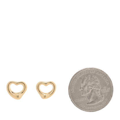 Tiffany 18K Yellow Gold 11mm Elsa Peretti Open Heart Earrings 2 of 5