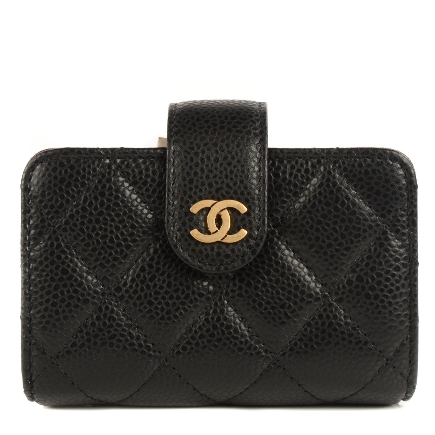 Caviar Quilted Gusseted Card Holder Black