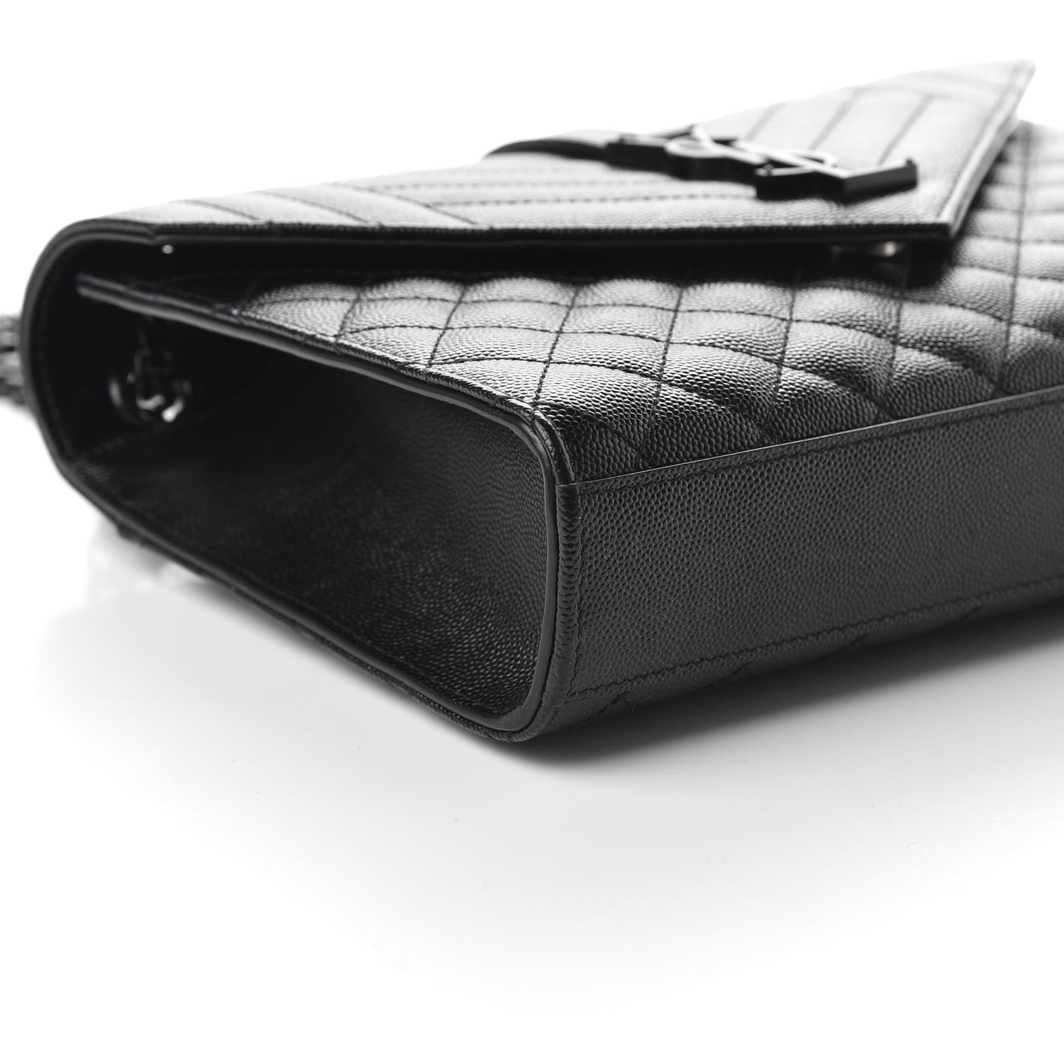 Saint Laurent Grain De Poudre Textured Mixed Matelasse Triquilt Medium Monogram Satchel Black 7 of 10