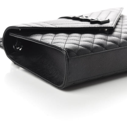 Saint Laurent Grain De Poudre Textured Mixed Matelasse Triquilt Medium Monogram Satchel Black 7 of 10