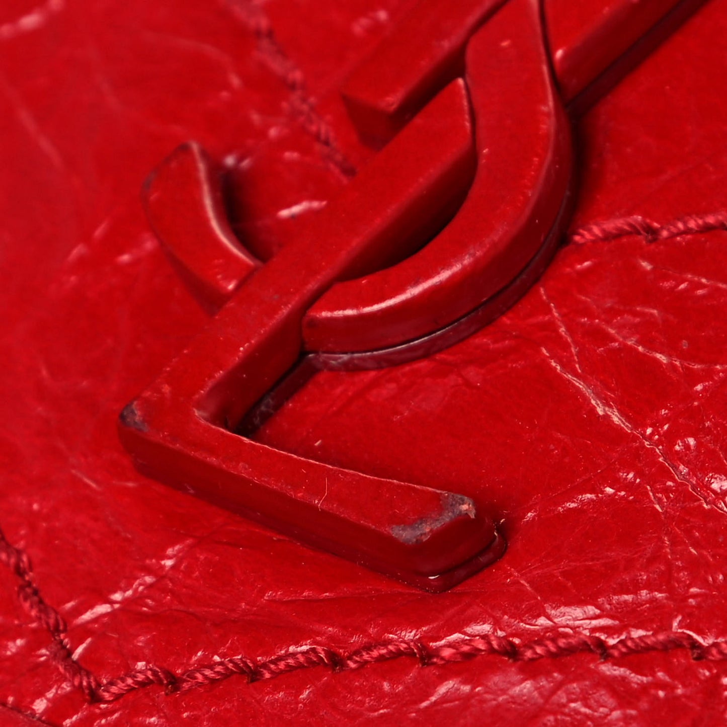 Crinkled Calfskin Matelasse Monogram Niki Chain Wallet Red