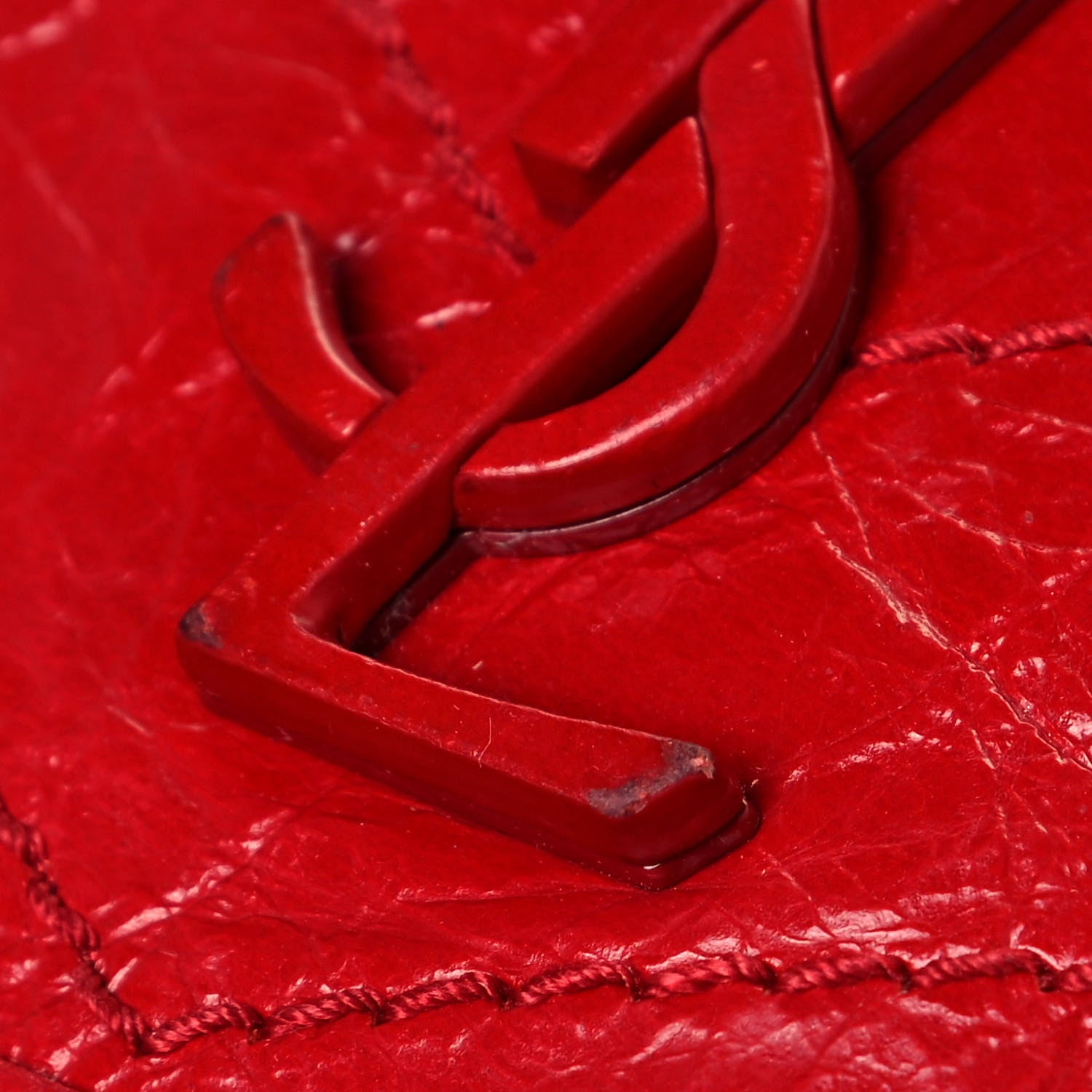 Saint Laurent Crinkled Calfskin Matelasse Monogram Niki Chain Wallet Red 13 of 14