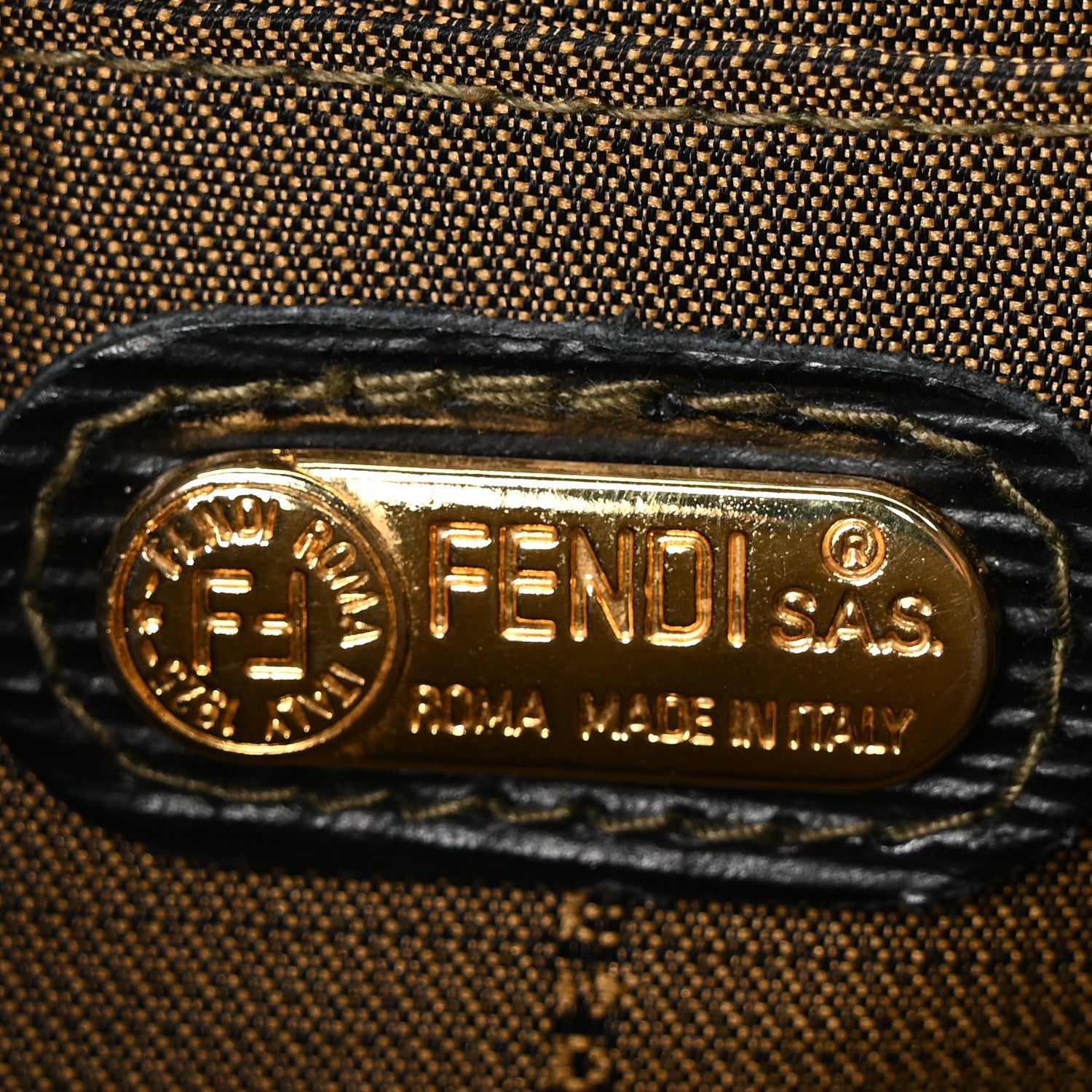 Fendi Zucca Vitello Top Handle Shoulder Bag Tobacco Moro 6 of 9