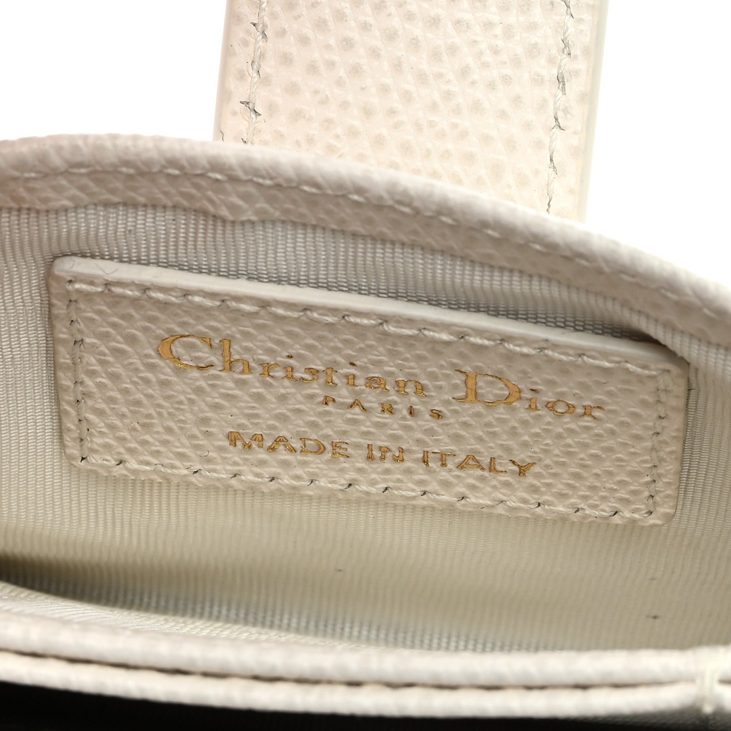 Grained Calfskin Gusseted Card Holder White