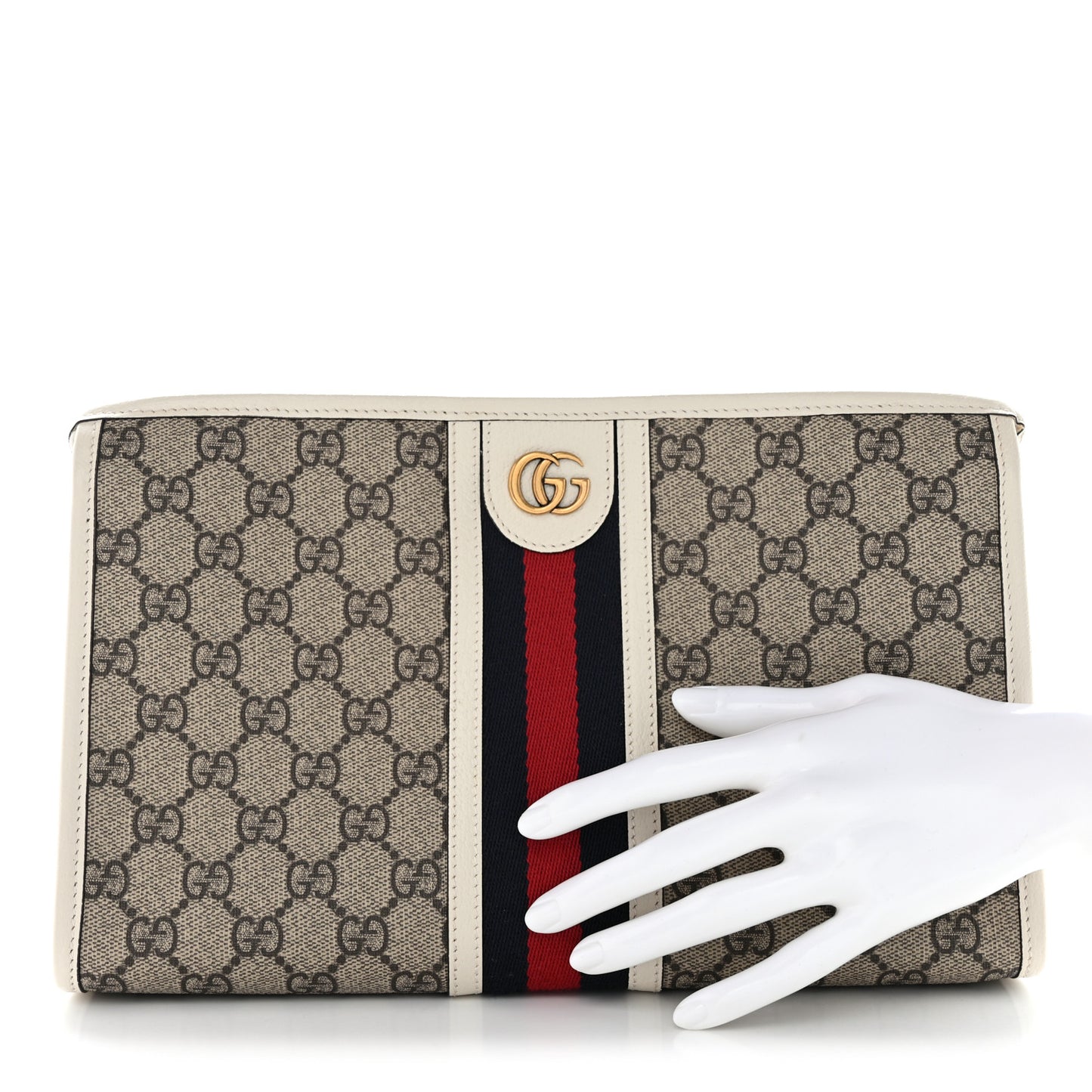 GG Supreme Monogram Web Toiletry Case White