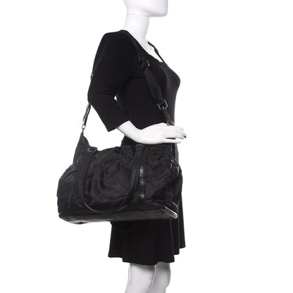Burberry Nylon Tonal Check Diaper Bag Black 2 of 12