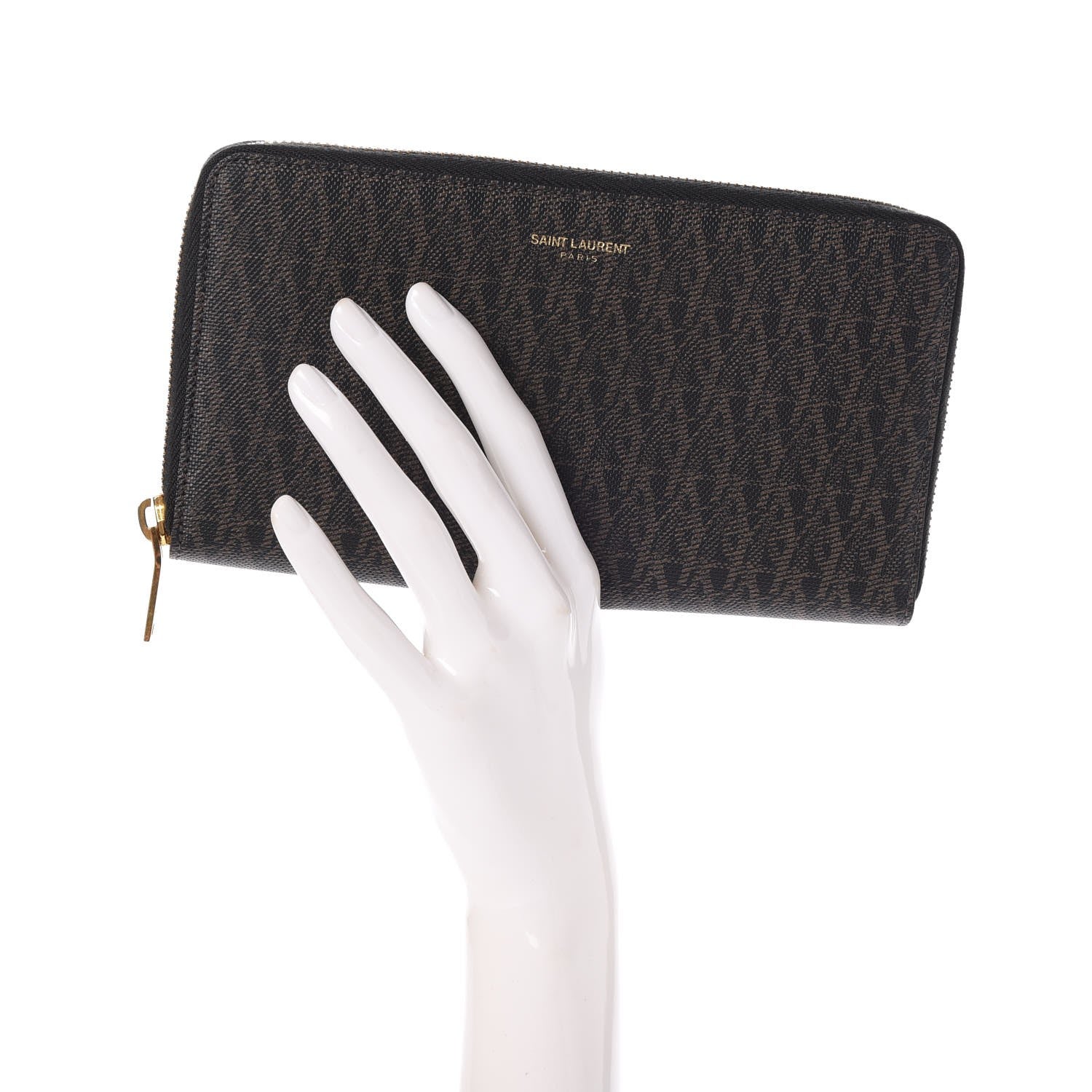 Saint Laurent Toile Monogram Classic Zip Around Wallet Black 2 of 8