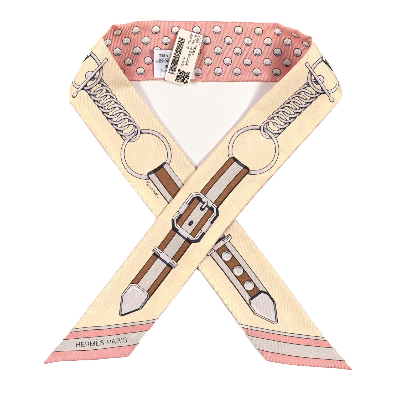 Hermes Silk Grand Tralala Twilly Rose Poudre Jaune 1 of 3