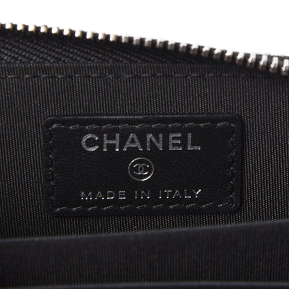 Chanel Lambskin Chevron Zip Around Coin Purse Wallet Black 8 of 10