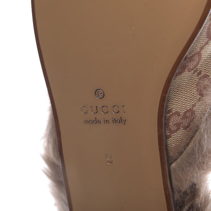 Gucci GG Monogram Fur Mens Princetown Slippers 9 Beige Ruggine Rust 8 of 9