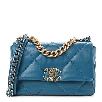 Chanel Goatskin Quilted Medium Chanel 19 Flap Turquoise 1 of 9