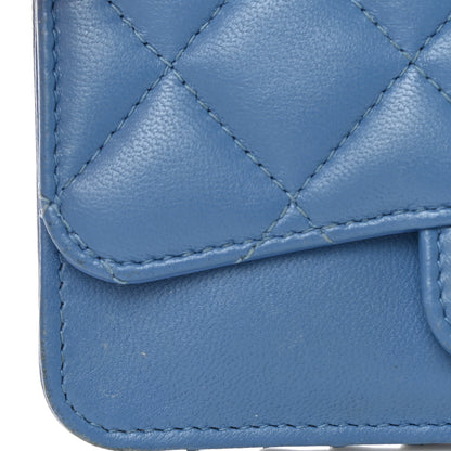 Chanel Lambskin Quilted Flap Zip Card Holder Blue 10 of 11