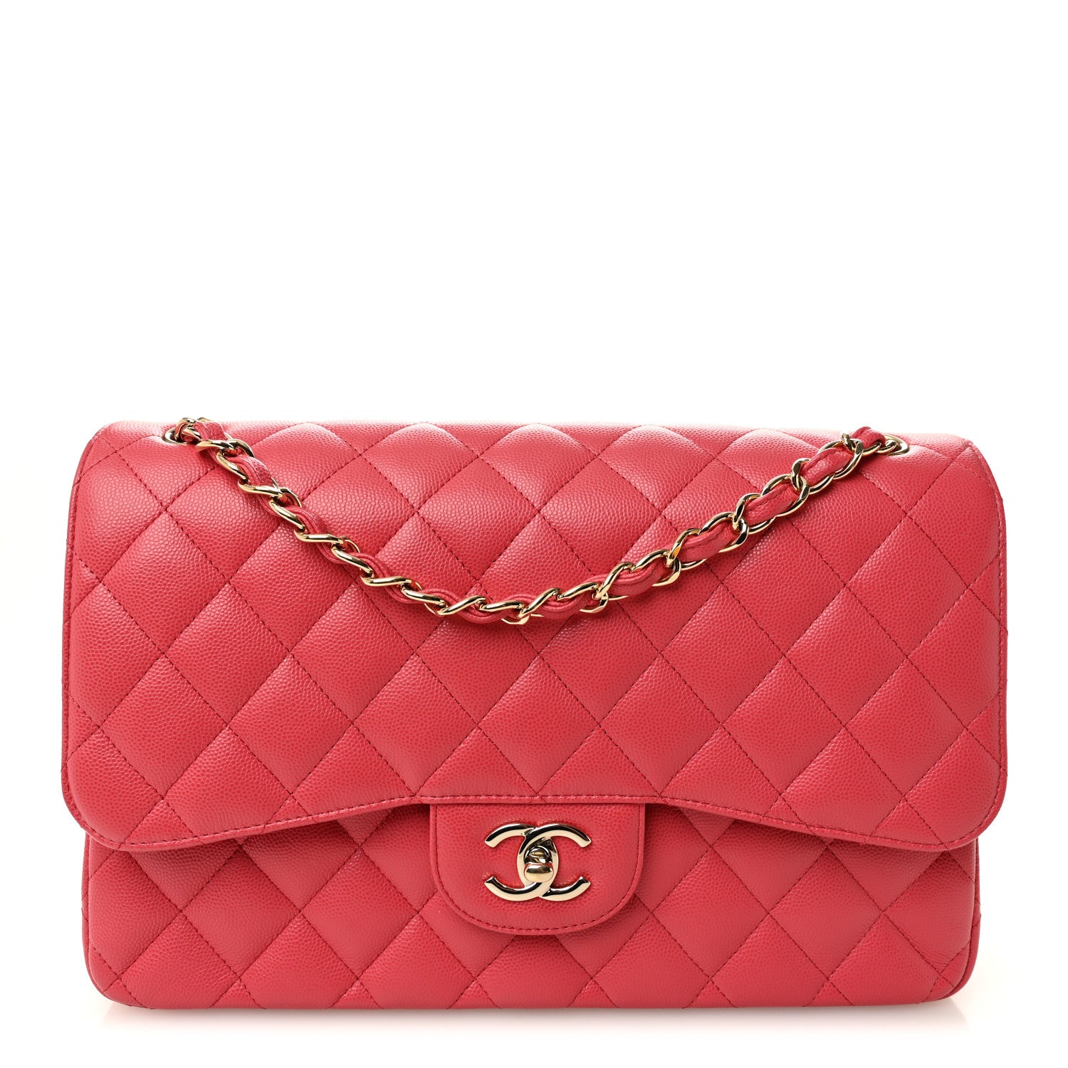Chanel Caviar Quilted Jumbo Double Flap Dark Pink 1 of 10