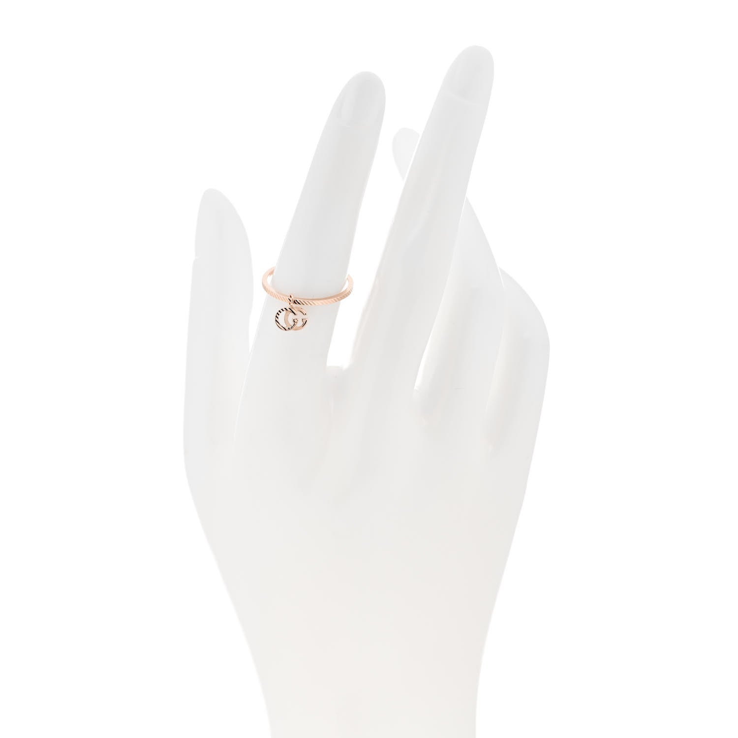 Gucci 18K Rose Gold GG Running Charm Ring 53 6.5 2 of 6