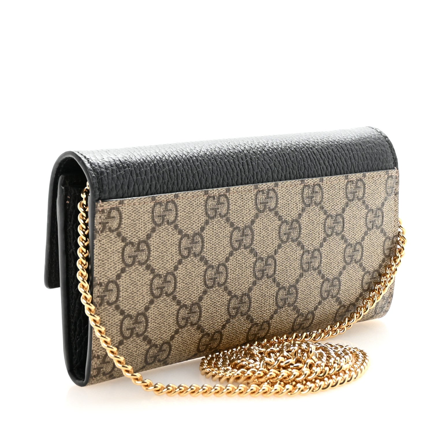 Gucci Dollar Calfskin GG Supreme Monogram Petite GG Marmont Wallet Chain Bag Black Beige Ebony 3 of 10