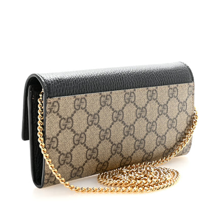 Gucci Dollar Calfskin GG Supreme Monogram Petite GG Marmont Wallet Chain Bag Black Beige Ebony 3 of 10
