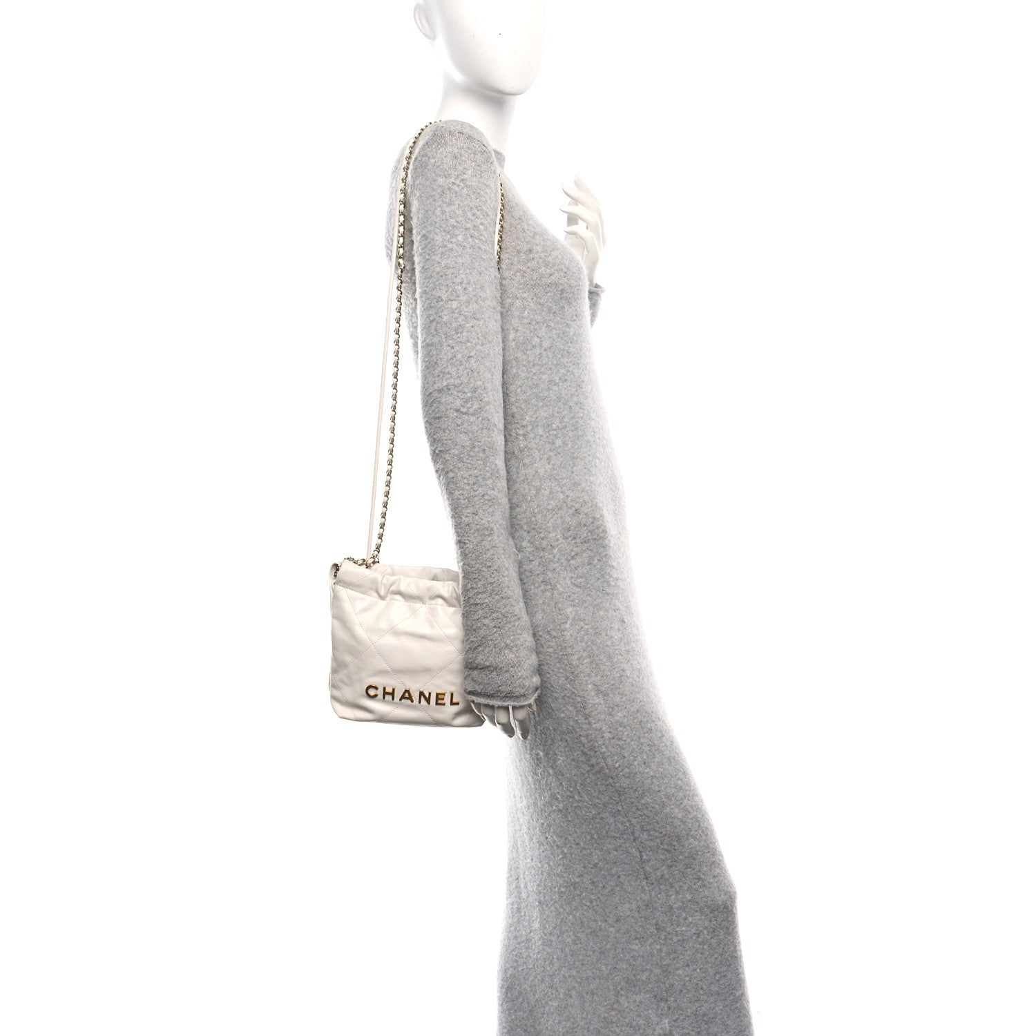 Chanel Shiny Calfskin Quilted Mini Chanel 22 White 2 of 10
