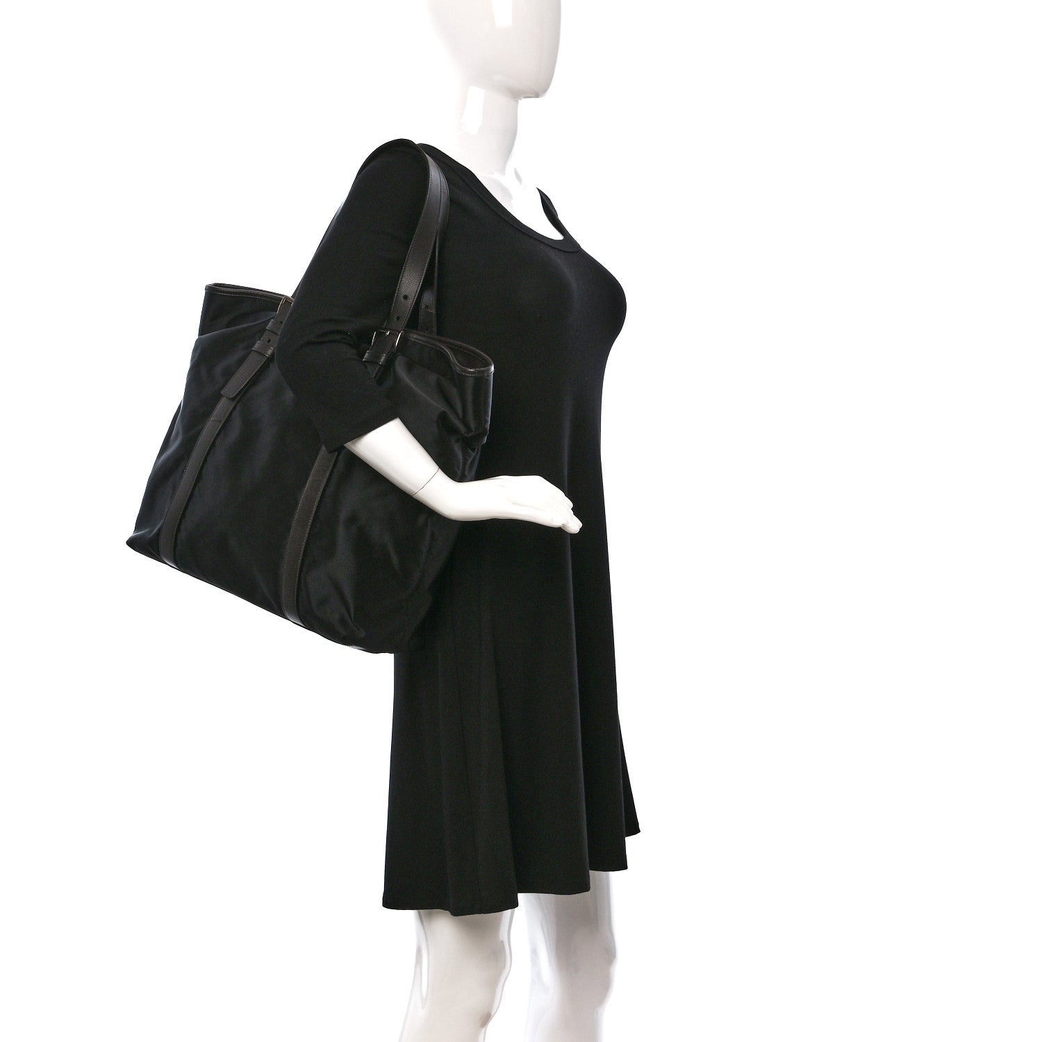 Prada Tessuto Nylon Tote Black Cuoio 2 of 13