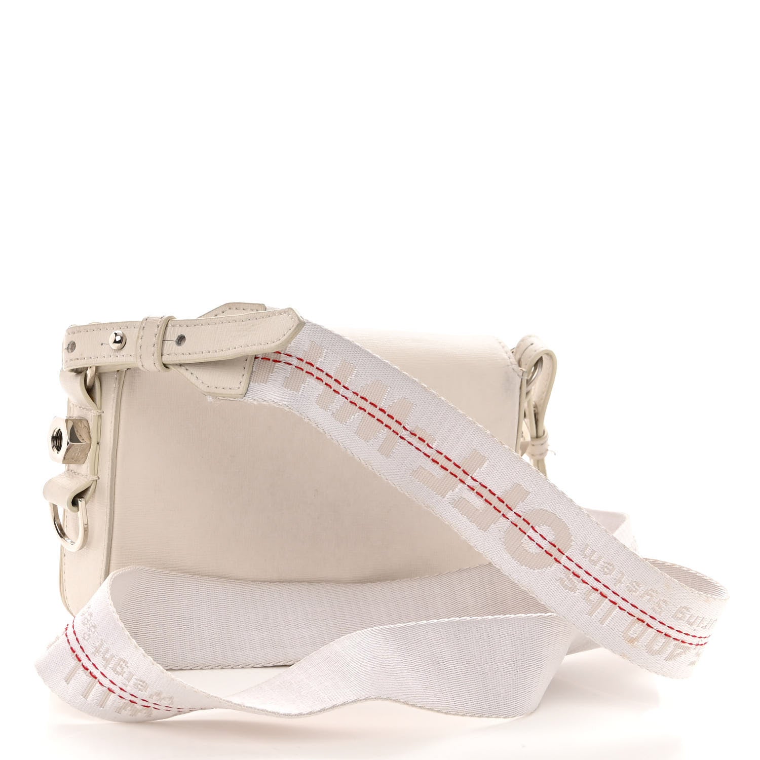 Off-White Calfskin Diag Flap Bag White Black 3 of 13