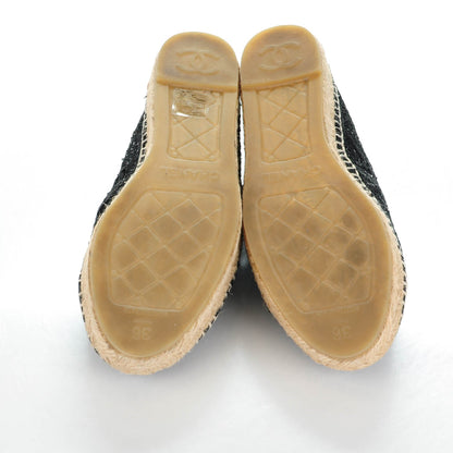 Chanel Tweed Patent Goatskin Sequin CC Espadrilles 36 Black 6 of 9