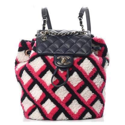 Chanel Lambskin Shearling Small Urban Spirit Backpack White Fuchsia Navy 1 of 8