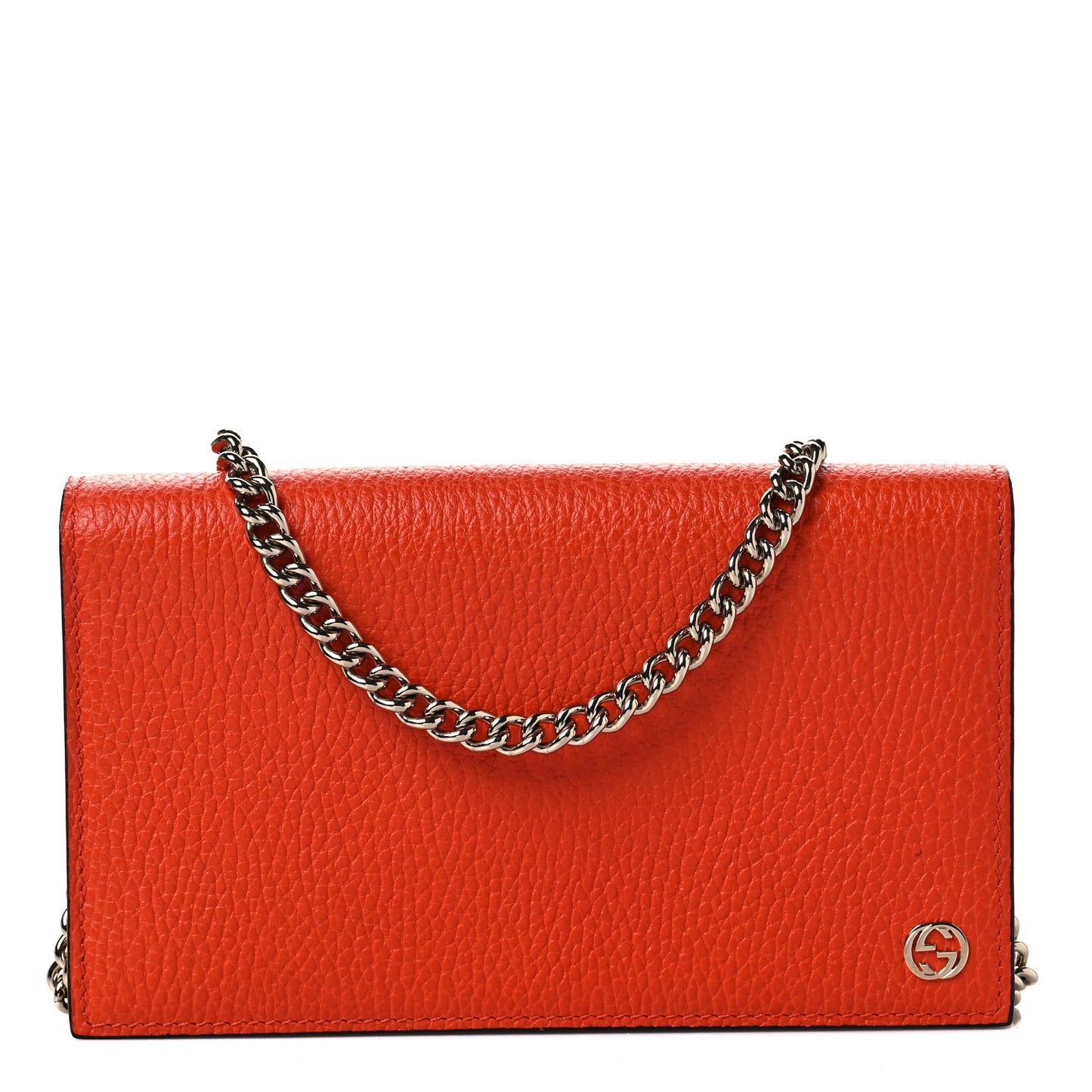 Dollar Calfskin Medium Betty Chain Wallet Sun Orange