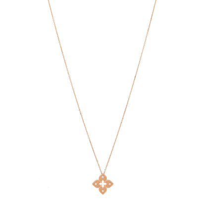 Roberto Coin 18K Rose Gold Diamond Petite Venetian Princess Flower Pendant Necklace 1 of 7