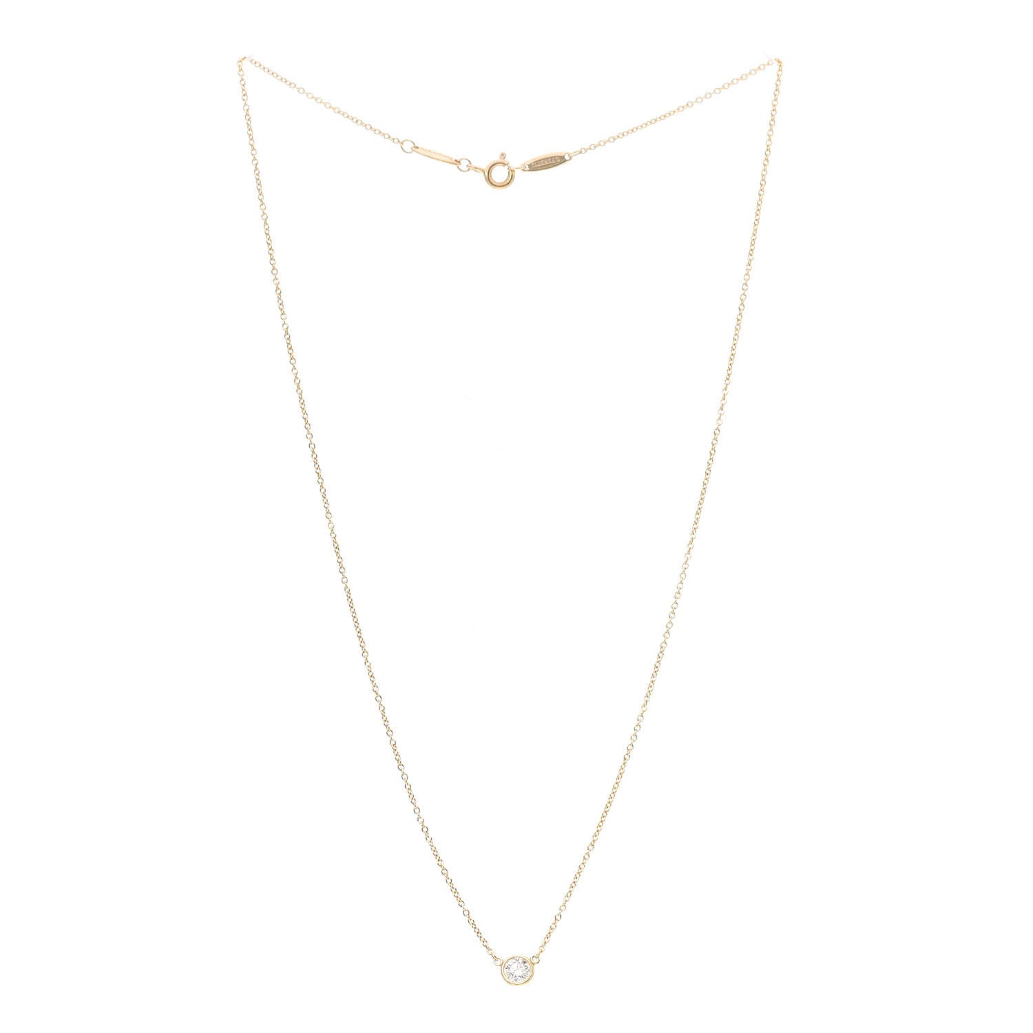 Tiffany 18K Yellow Gold Diamond .29ct Elsa Peretti Diamonds by the Yard Pendant Necklace 3 of 7