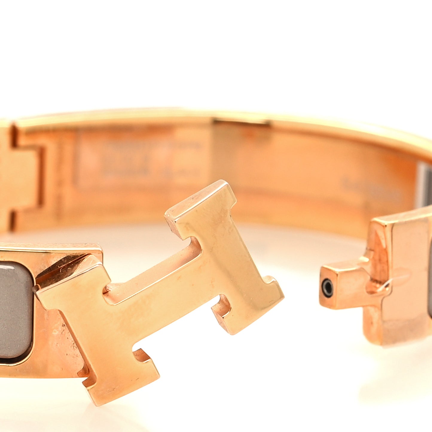 Enamel Narrow Clic Clac H Bracelet PM Marron Glace