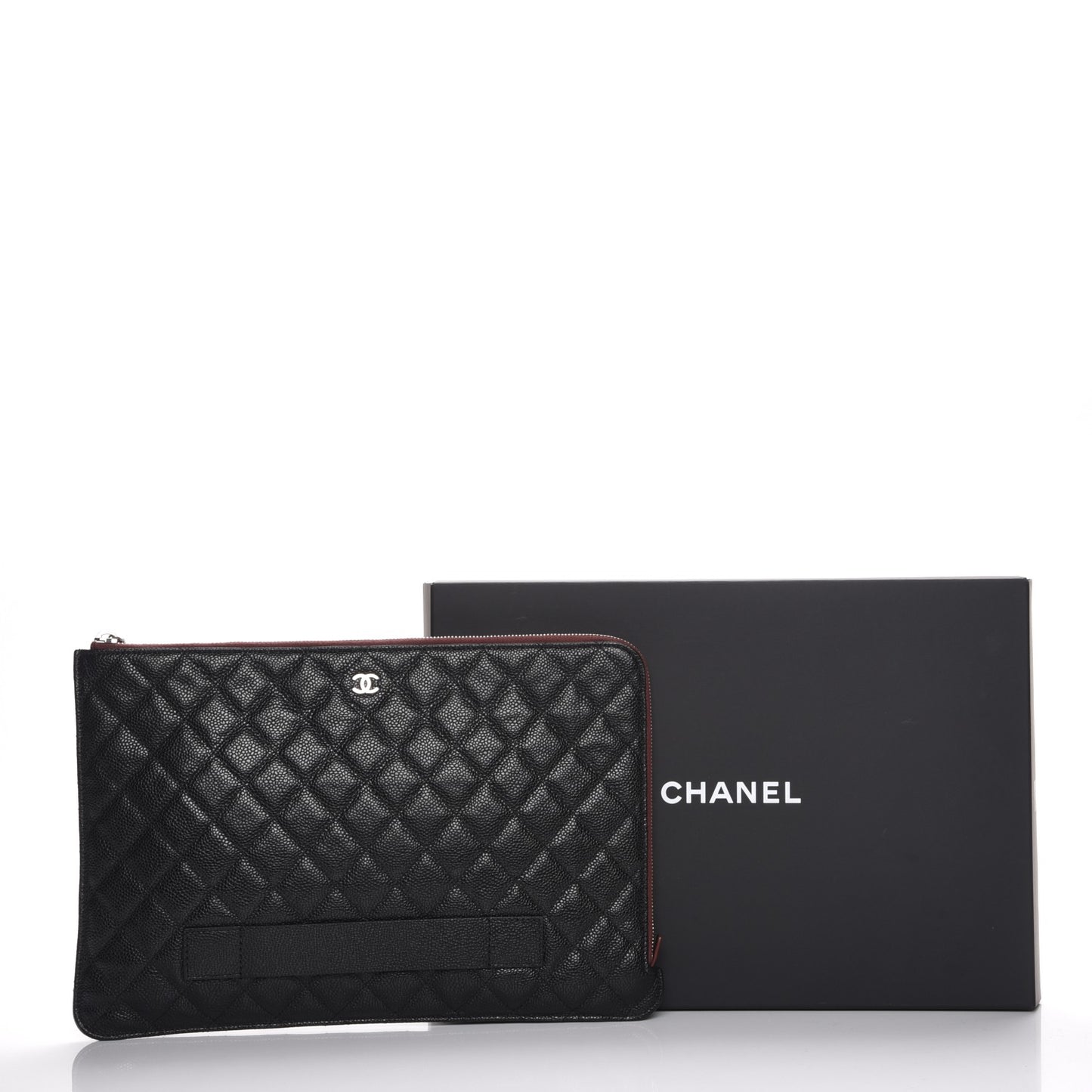 Caviar Quilted Large Slide Pouch Black