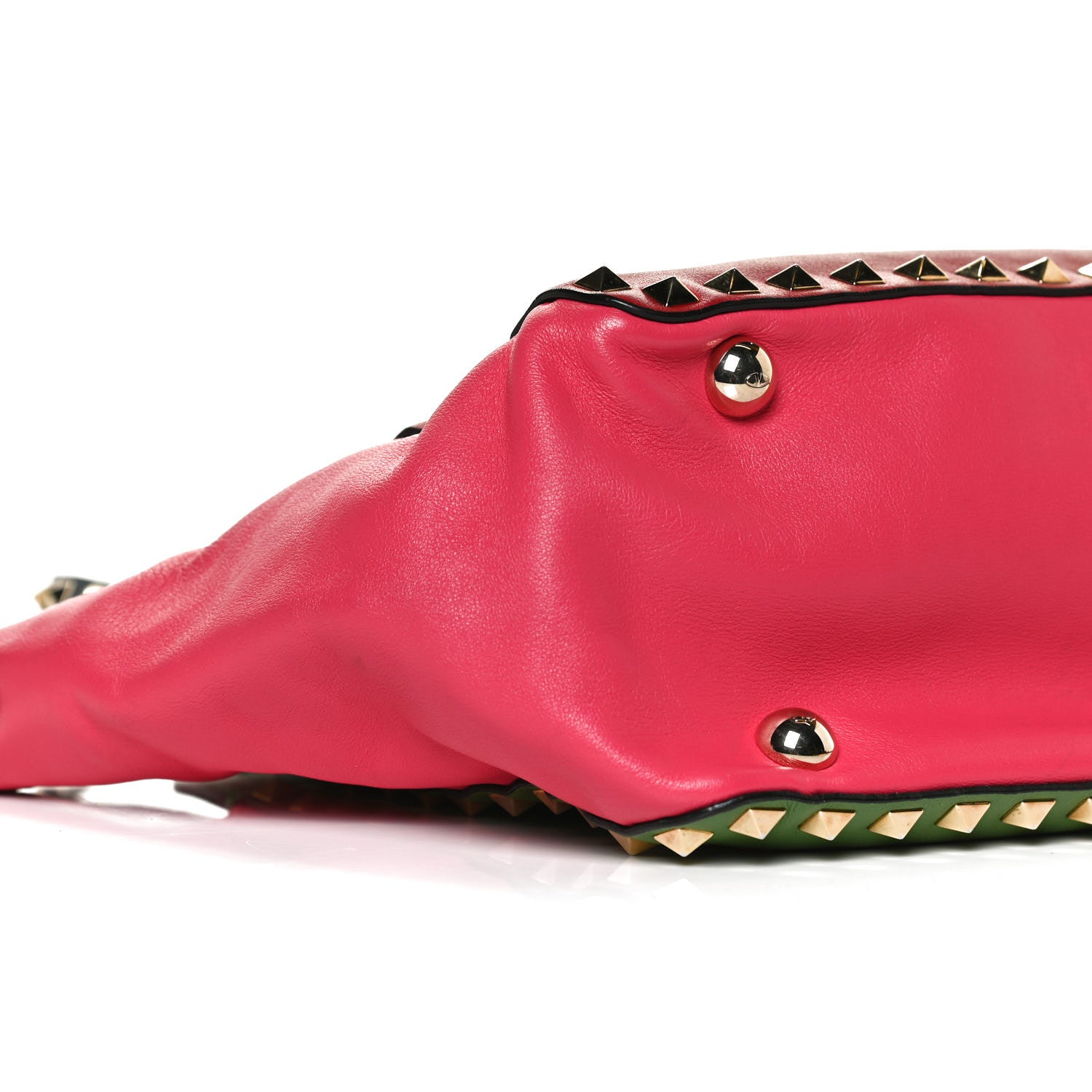 Valentino Garavani Vitello Colorblock Small Rockstud Tote Deep Rose Clover Grey Scarlet 7 of 13