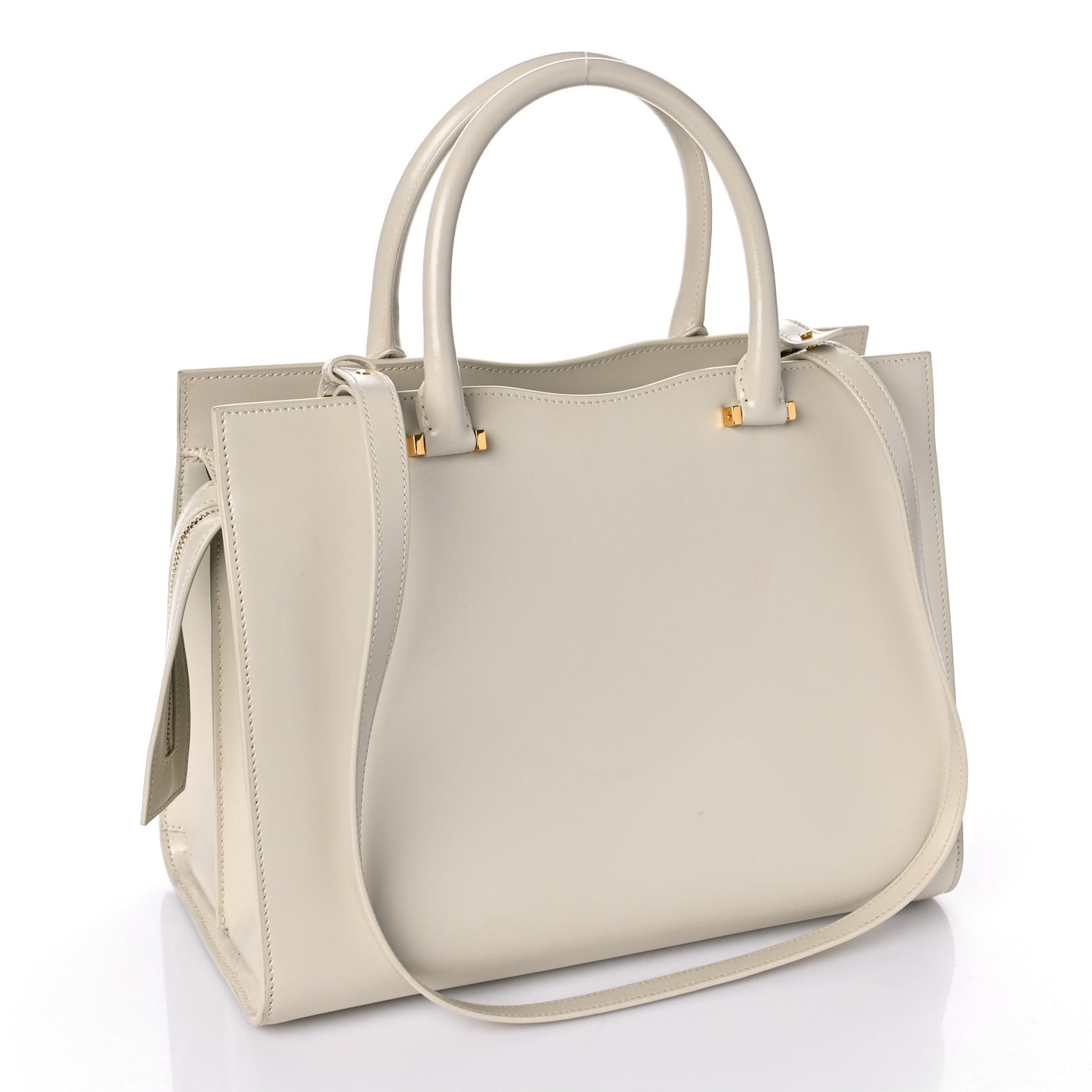 Shiny Calfskin Medium Uptown Tote White