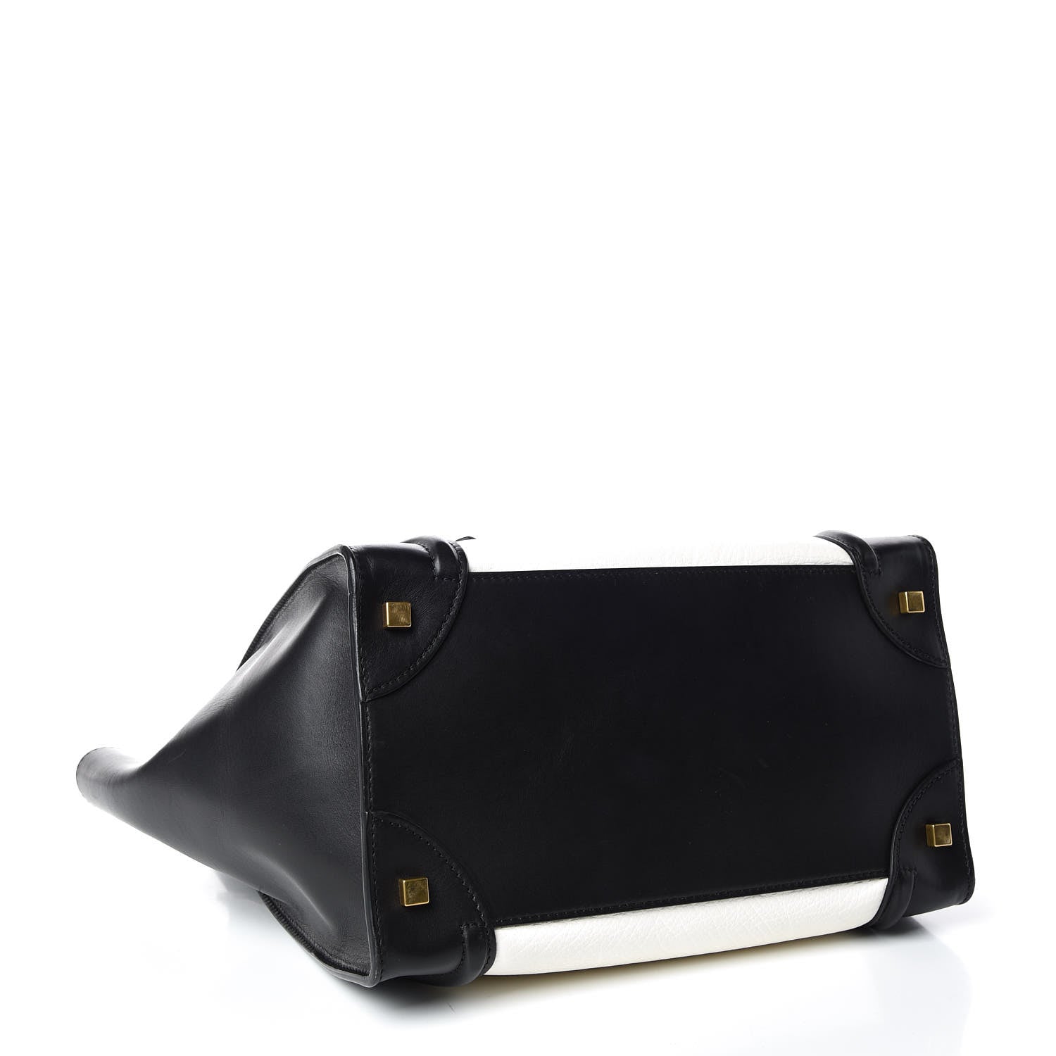 Celine Smooth Calfskin Shrunken Lambskin Mini Bi-Color Luggage Black White 4 of 10