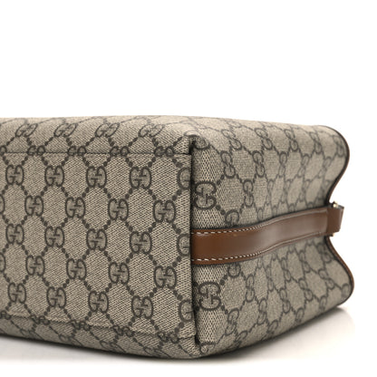 Gucci GG Supreme Monogram Emblem Medium Tote Bag Beige Dark Brown 10 of 11