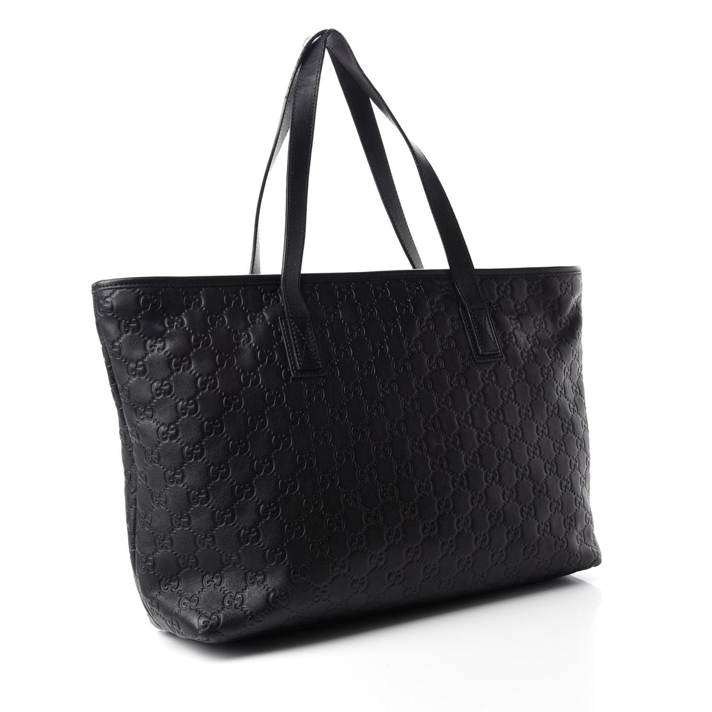 Guccissima Medium Zippered Shopping Tote Black