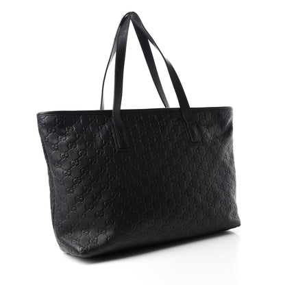 Gucci Guccissima Medium Zippered Shopping Tote Black 3 of 14