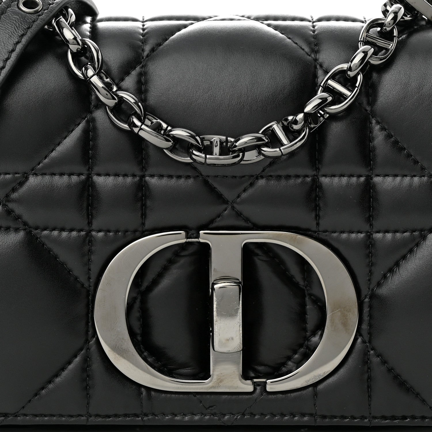 Christian Dior Calfskin Macrocannage Small Caro Bag Black 8 of 10