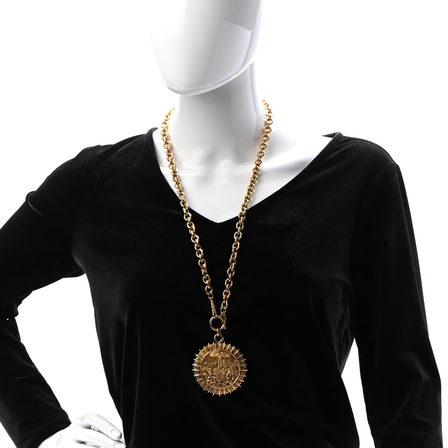 Chanel Medallion CC Chain Necklace Gold 2 of 6