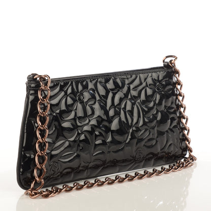 Chanel Patent Camellia Embossed Pochette Black 3 of 7