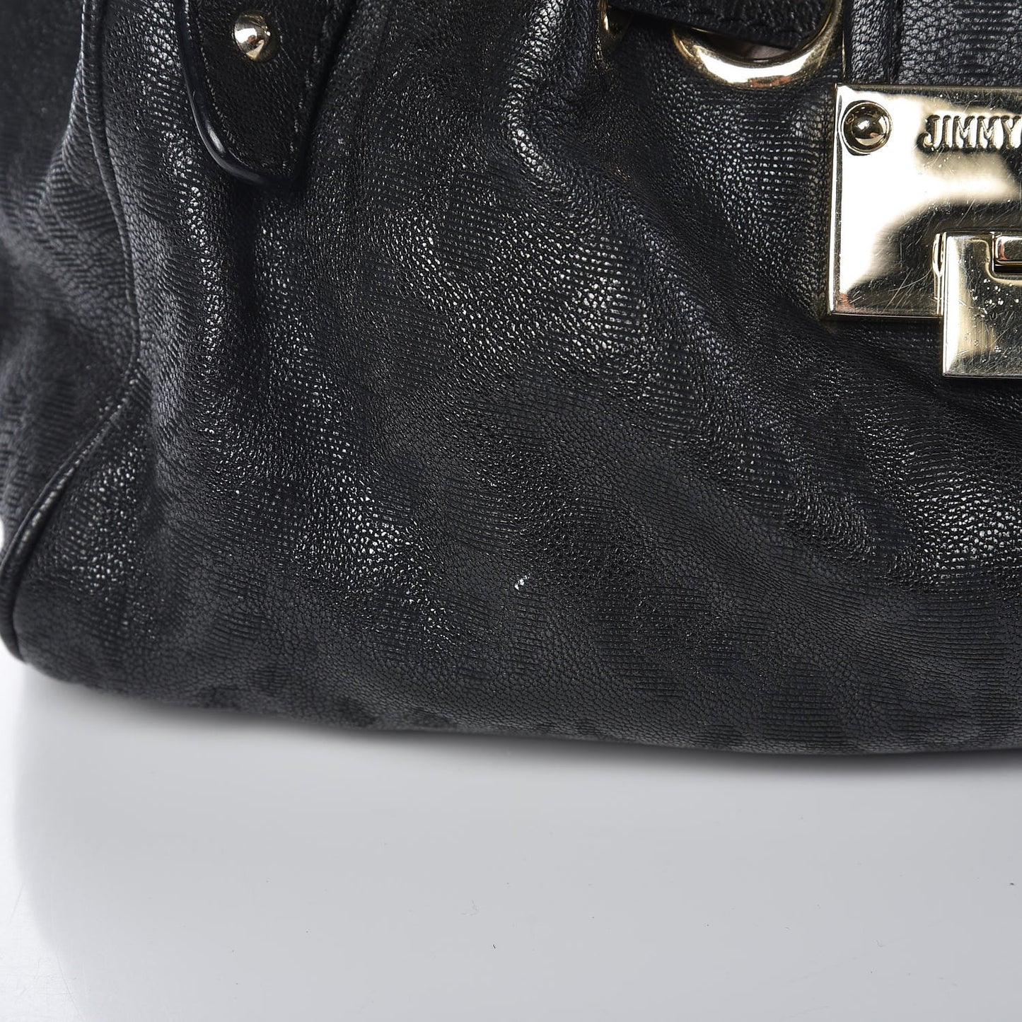 Patent Laser Cut Leopard Print Riki Tote Black