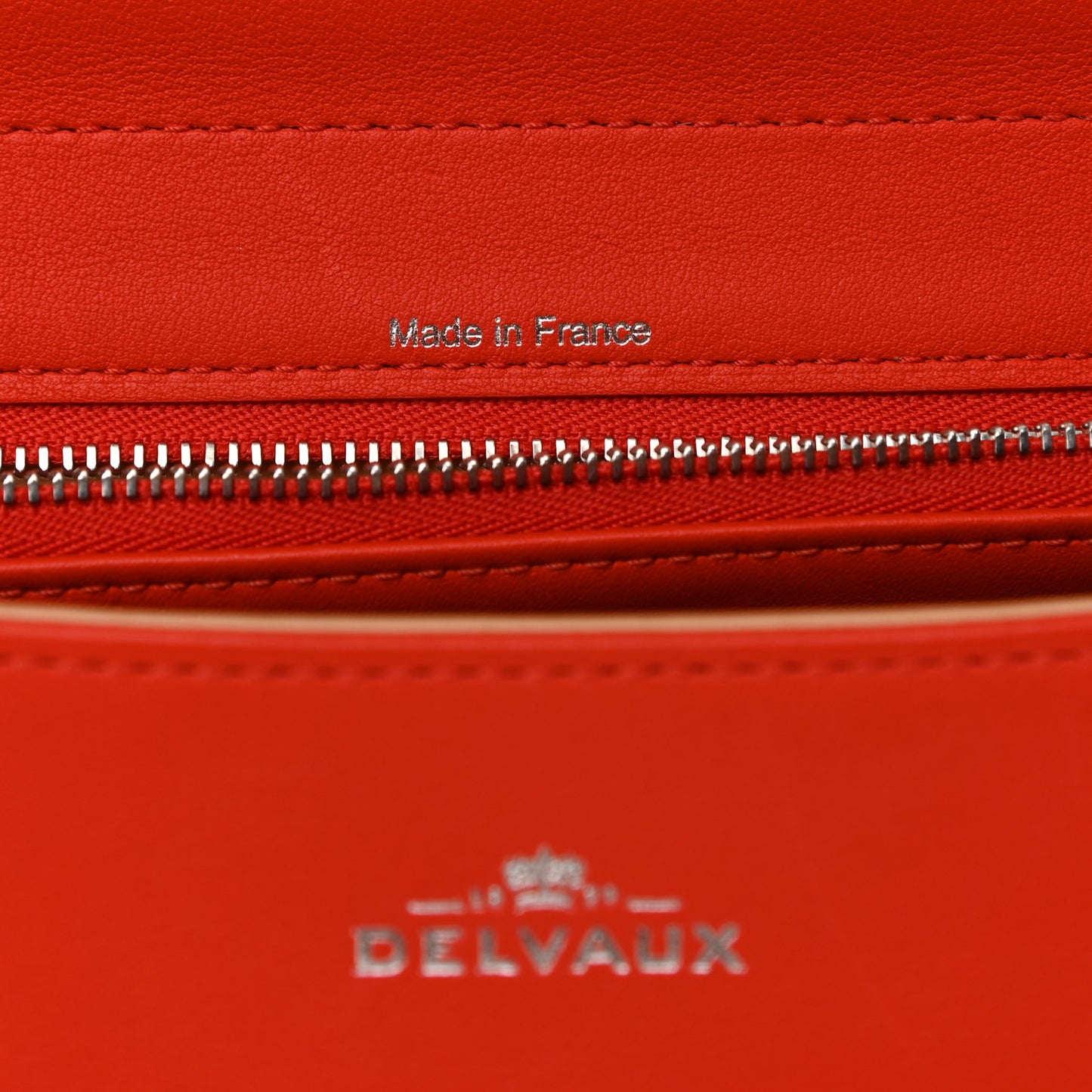 Calfskin MM Brillant Satchel Light Grey Red