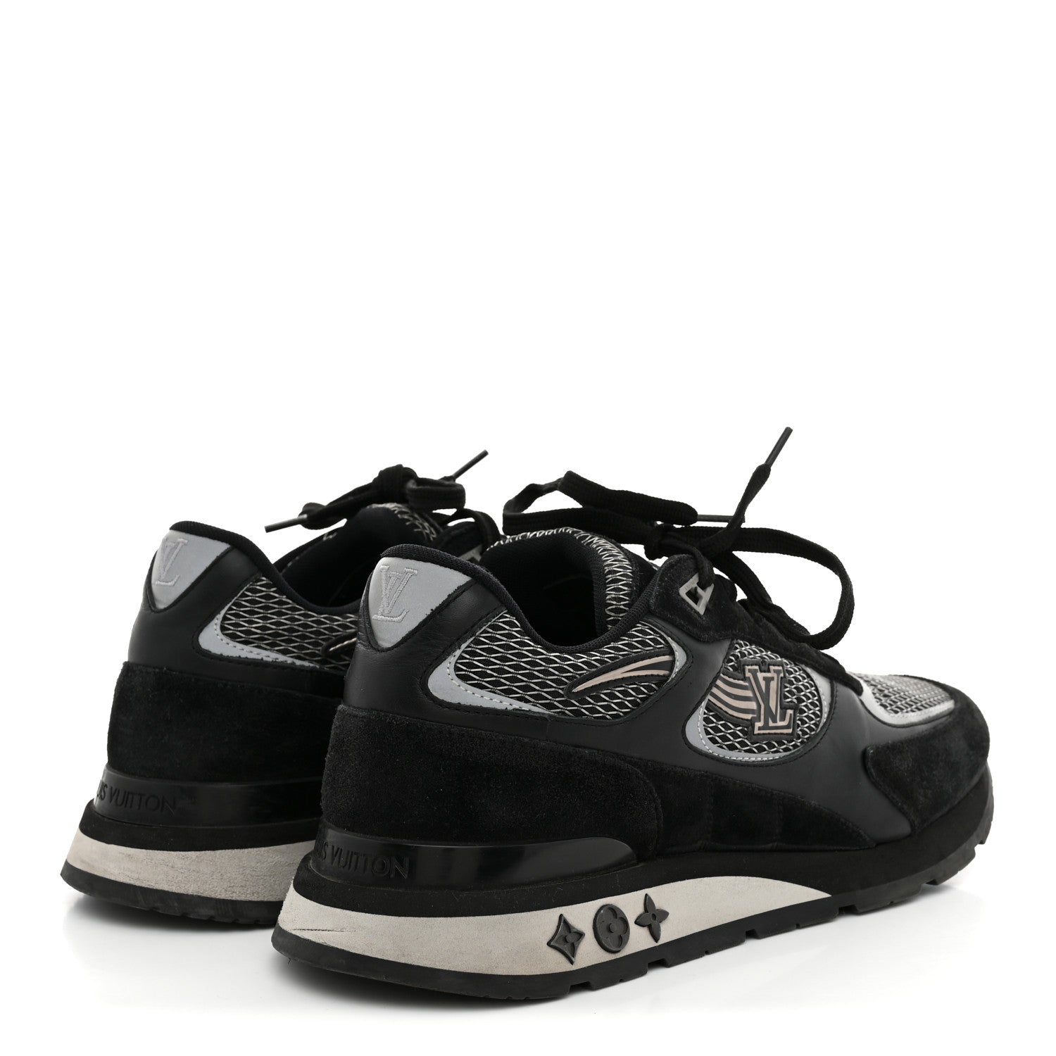 Louis Vuitton Suede Calfskin Mesh Mens Run Away Sneakers 7 Black 5 of 10