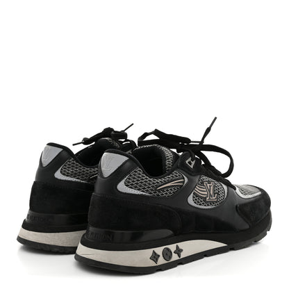 Louis Vuitton Suede Calfskin Mesh Mens Run Away Sneakers 7 Black 5 of 10
