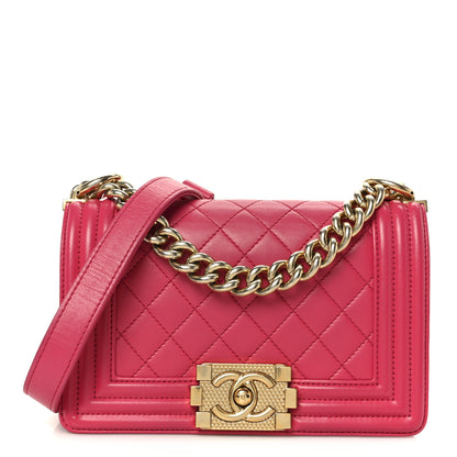 Chanel Lambskin Quilted Small Boy Flap Dark Pink 1 of 10